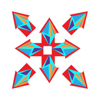 Eşkenar dörtgen mor ok, logo tasarımı. Vektör illüstrasyonu