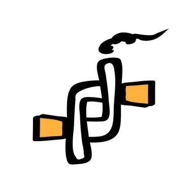 Çizgi film sigara örgüsü, nikotin bağımlılığının sembolü. Vektör illüstrasyonu, sigara içmeyi bırak. eps10.