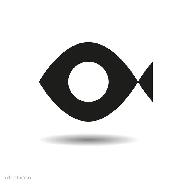 Black Fish Icon Vector Isolated White Background Shadow Monochrome Eps — Stock Vector