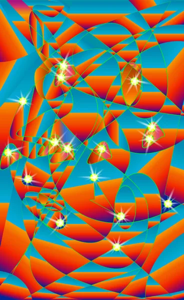 Ночное Небо Стиле Витражей Размытые Абстрактные Фонари Синем Фоне Звезды — стоковый вектор