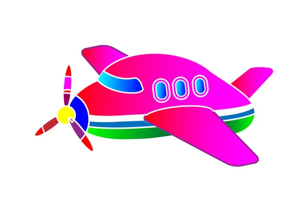 子供のアプリケーションは ピンクの飛行機をイラスト 雲に足を走らせてる ベクトル — ストックベクタ