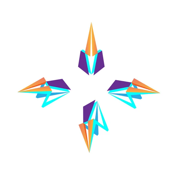 Triangolo Viola Con Freccia Logo Design Illustrazione Vettoriale — Vettoriale Stock
