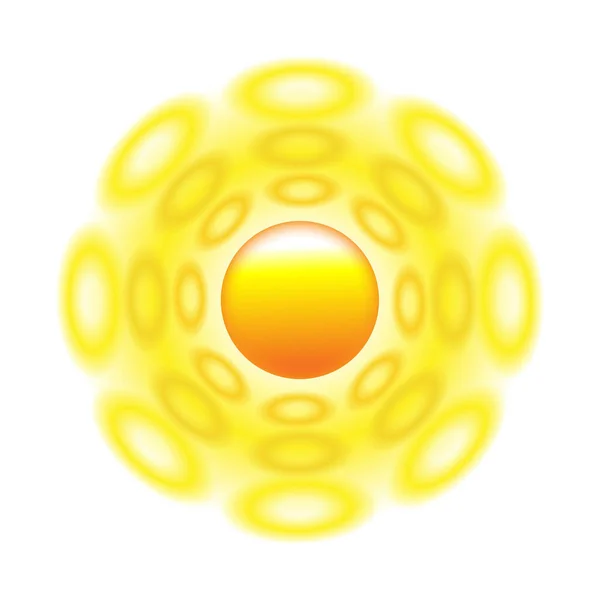 Иконка Солнца Лучами Круглых Знак Логотип Желтым Симпатичным Солнцем Агрегированная — стоковый вектор