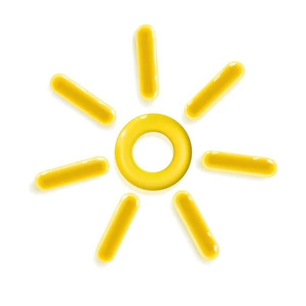 Yellow Glossy Realistic Plastic Sun Icon Toy Infographics Diagram Presentation — Stock Vector