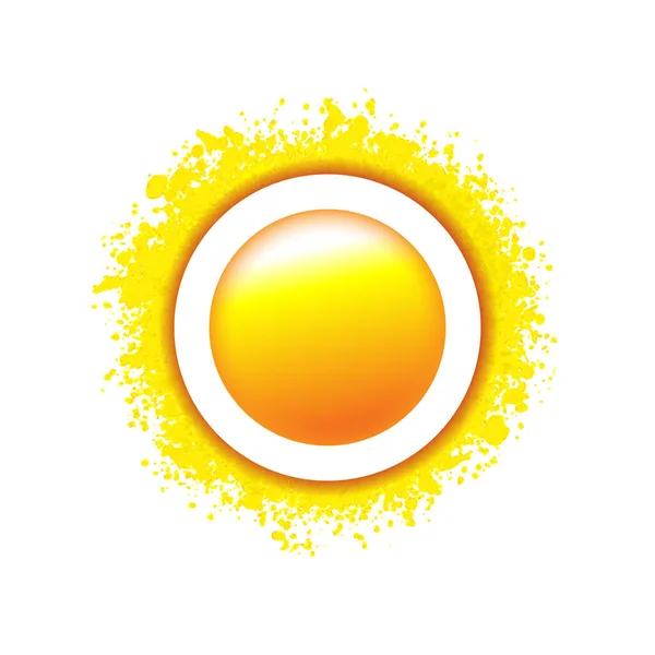 Sun Icon Rays Out Blot Sign Logo Design Yellow Cute — Stock Vector