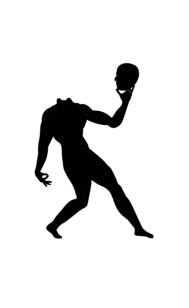 Human Body Silhouette Head Man Anatomy Right Front Side Silhouette — Stock Vector