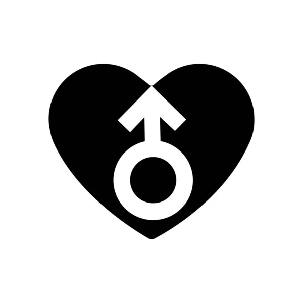 Gender Männer Zeichen Mit Schwarzem Herz Symbol Ein Symbol Der — Stockvektor