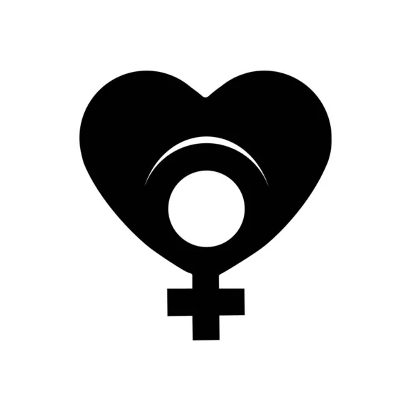 Weibliches Geschlecht Schwarz Als Kohle Herz Symbol Ein Symbol Der — Stockvektor