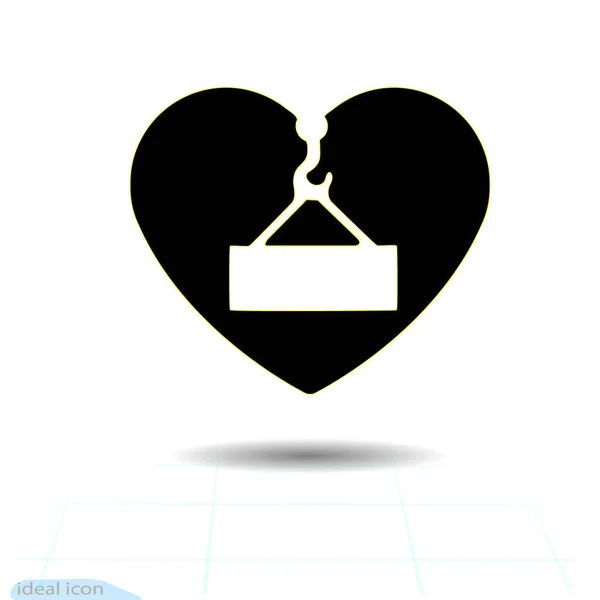 아이콘 신호가 심장에 있습니다 발렌틴 엠블럼 그래픽 디자인 스타일 — 스톡 벡터