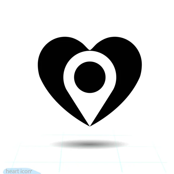 Μαύρο Διάνυσμα Καρδιάς Σύμβολο Αγάπης Τοποθεσία Στην Καρδιά Ημέρα Του — Διανυσματικό Αρχείο