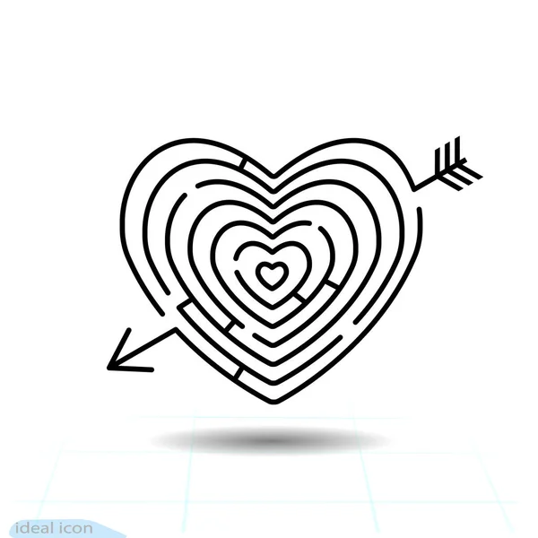 Heart Maze Arrow Heart Icon Love Sign Valentines Day Symbol — Stock Vector