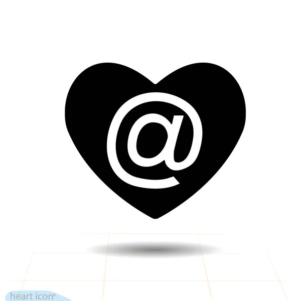 ハートベクトルブラックアイコン 愛のシンボル 心の中のメール バレンタインデーのサイン エンブレム グラフィックとウェブデザイン アプリ Uiのためのフラットスタイル ベクターイラスト Eps10 — ストックベクタ