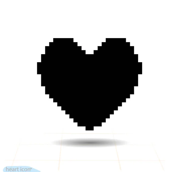 Coração Vetor Ícone Preto Símbolo Amor Coração Pixel Art Sinal — Vetor de Stock