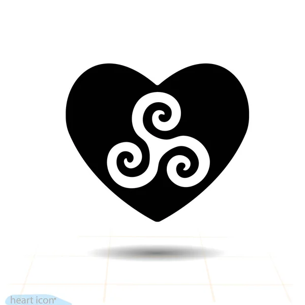 Kalbinde Triskelion Işareti Var Kalp Vektörü Simgesi Aşk Sembolü Sevgililer — Stok Vektör