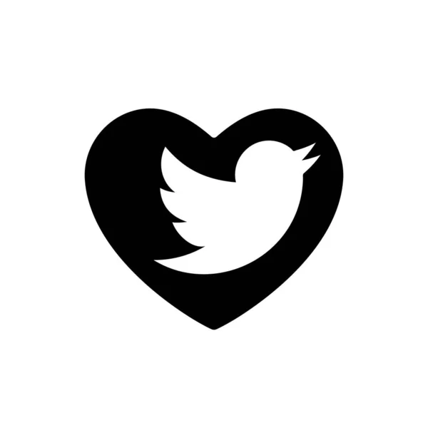 아이콘 미디어는 네트워크 트위터를 Valentines Day Emblem Flat 스타일의 그래픽 — 스톡 벡터