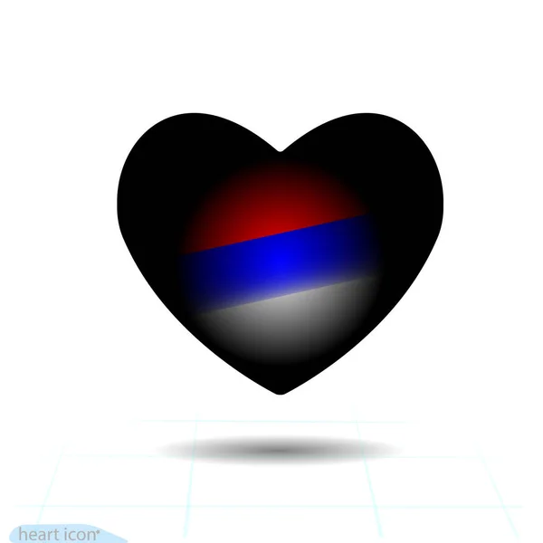Vector Coração Negro Para Dia Dos Namorados Rússia Bandeira Símbolo — Vetor de Stock