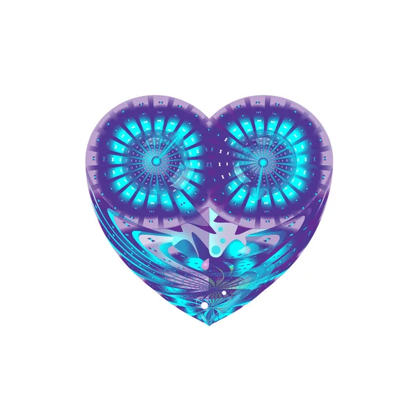 Современное Фантастическое Фиолетовое Сердце Белого Фона Красочная Иллюстрация Космических Ощущений — стоковый вектор