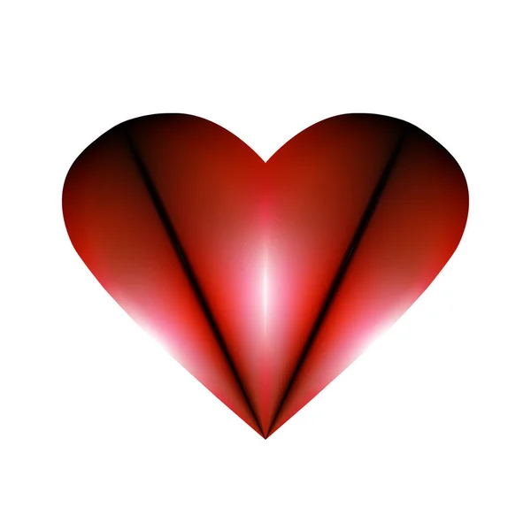 Abstraktes Gefaltetes Gestaltungselement Zum Valentinstag Red Heart Icon Abstraktion Schimmert — Stockvektor