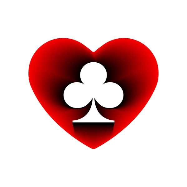Знак Костюма Клуба Красное Сердце Символ Любви День Святого Валентина — стоковый вектор