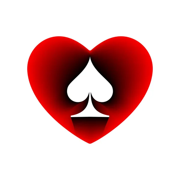 Coração Vermelho Espadas Terno Ícone Símbolo Amor Dia Dos Namorados — Vetor de Stock