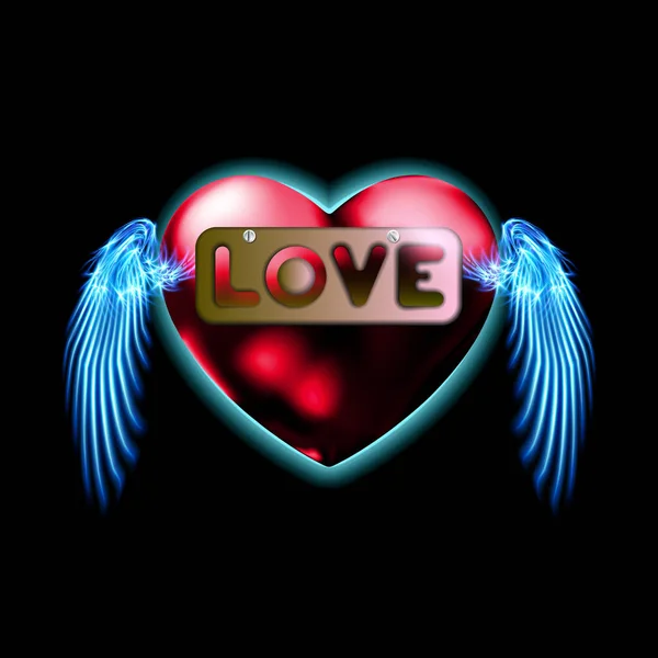 Επιγραφή Αγάπη Στην Καρδιά Πλάκα Εικονίδιο Μαύρο Backgroound Σύμβολο Αγίου — Διανυσματικό Αρχείο