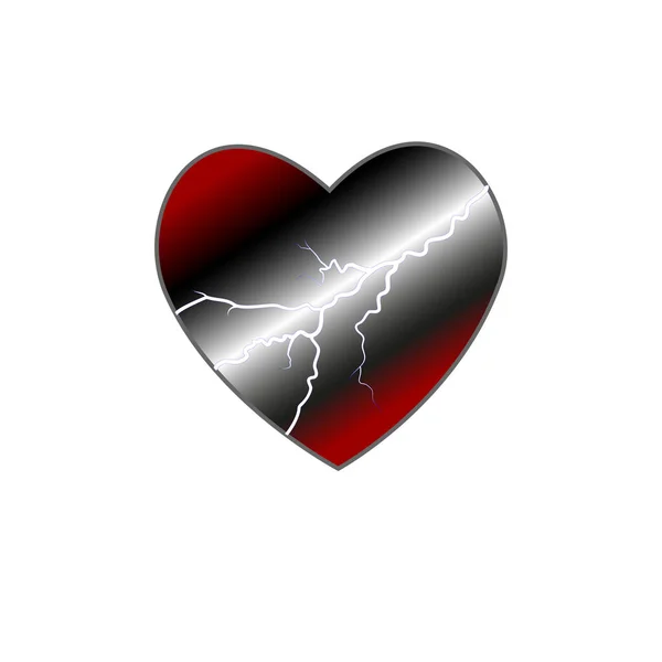 Coeur Rouge Entouré Flux Énergie Tempête Saint Valentin Tonnerre Amour — Image vectorielle
