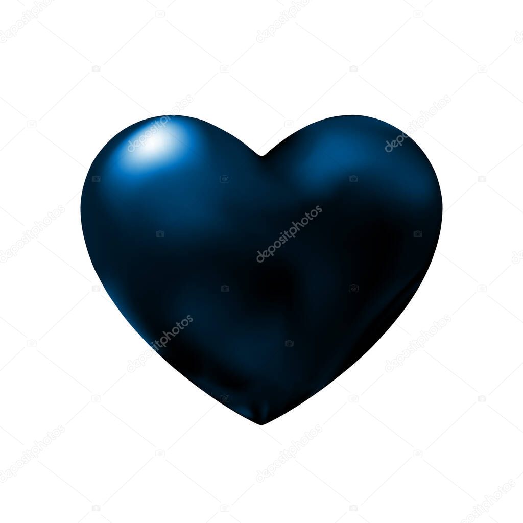 Dark blue heart abstract design element for Valentines day. Murky Icon abstraction in night. Vector illustration for graphic and web design, decorations. Eps10.
