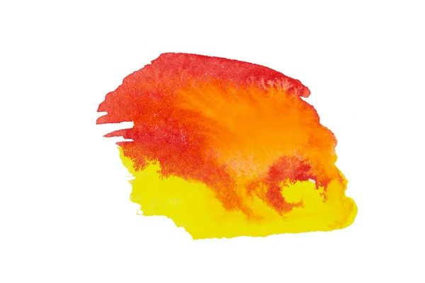 Orangefarbene Breite Aquarell Pinselstrichkulisse Handgezeichnete Wasserstriche Papierstruktur Isolierter Fleck Auf — Stockfoto