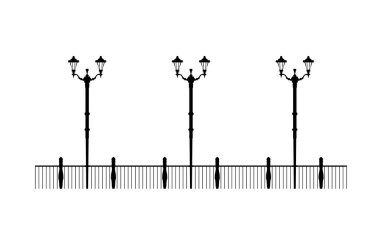 Sokak siyahı iskele, tasarım için örnek. Mimari çözüm gezinti şablonu düzenlenebilir EPS 10 dosyası, rıhtımdaki illüstrasyon fenerleri. Şık şehir grafikleri. Eski.