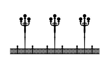 Sokak siyahı iskele, tasarım için örnek. Mimari çözüm gezinti şablonu düzenlenebilir EPS 10 dosyası, rıhtımdaki illüstrasyon fenerleri. Şık şehir grafikleri. Eski.