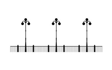 Sokak siyahı iskele, tasarım için örnek. Mimari çözüm gezinti şablonu düzenlenebilir EPS 10 dosyası, rıhtımdaki illüstrasyon fenerleri. Şık şehir grafikleri. Eski.
