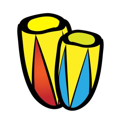 Jumbo davul perküsyonu müzik aletleri vektör düz simge. Djembe beyaz arka planda izole edildi. Sevimli çizgi film tarzı. Görüntü Eps 10.