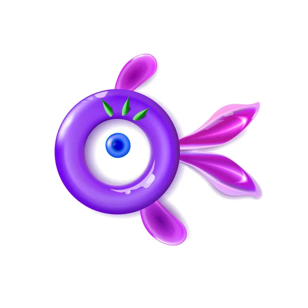 Cute Circle Violet Poisson Violet Jouet Plastique Brillant Bagel Dessin — Image vectorielle