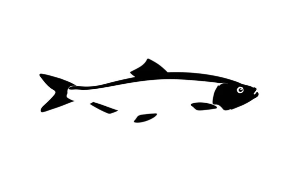 Black Silhouette Herring Baltic Fish Design Seafood Packaging Market Vector — Stock Vector