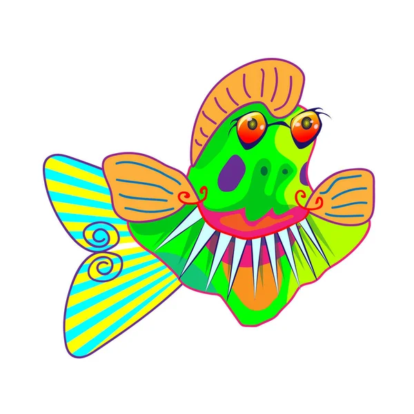 Dibujos Animados Piraña Divertida Pacu Peces Vector Ilustración Símbolo Agresivo — Vector de stock