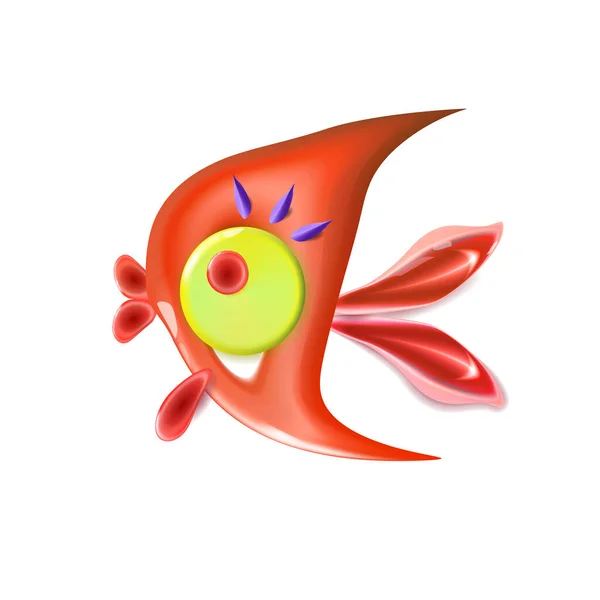 Glänzend Roter Kleiner Fisch Karikatur Lustiges Leben Illustration Von Meerestier — Stockvektor