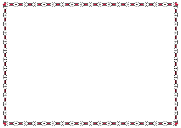Красные Сердца Горизонтальная Рамка Изолированы Белом Фоне Дизайна Поздравительных Открыток — стоковый вектор