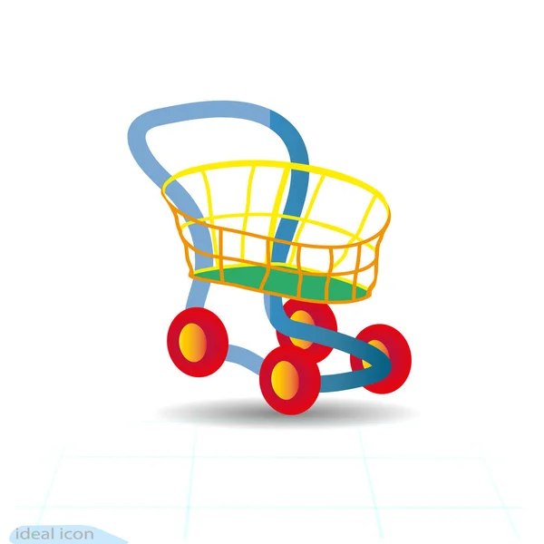 Juguete Dibujos Animados Shopping Cart Icono Diseño Colorido Mejor Icono — Vector de stock