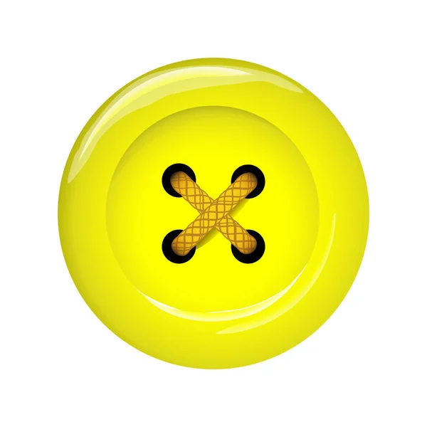 Кнопка Одежды Векторный Значок Искусство Ремесла Желтых Ярких Цветах Мода — стоковый вектор