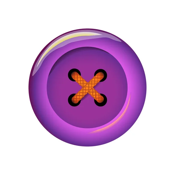Botón Ropa Icono Vector Arte Artesanía Violeta Púrpura Colores Brillantes — Archivo Imágenes Vectoriales