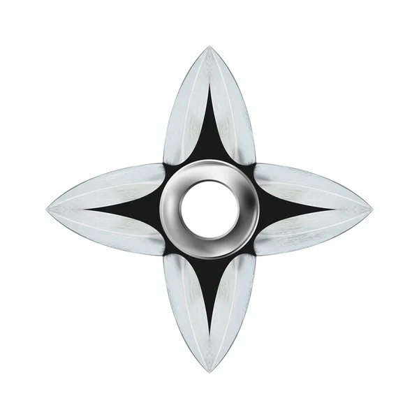 Moderní Stříbro Kovový Šuriken Nebo Hvězdný Ninja Kovové Vrhací Zbraně — Stockový vektor