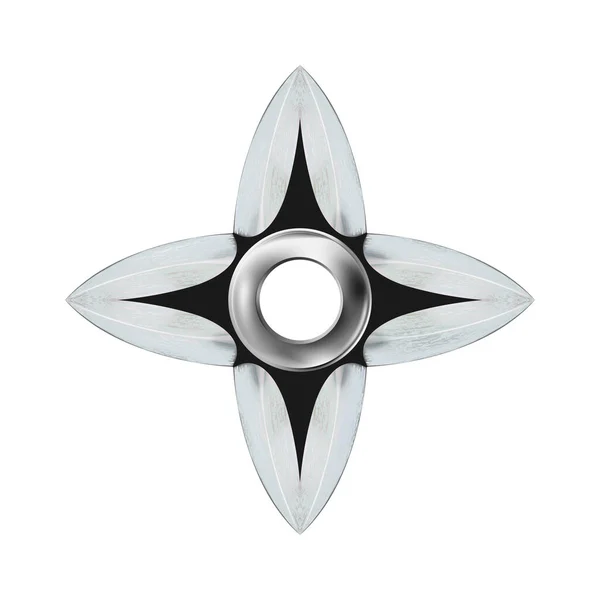 Argent Moderne Shuriken Métallique Ninja Étoile Métal Jetant Des Armes — Image vectorielle