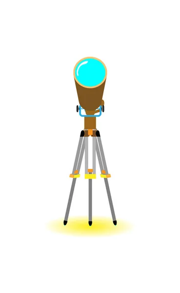 Telescope Flat Yellow Shadow White Background Eps10 — Stock Vector