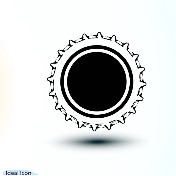 Schwarze Symbolkappe Bierflasche Von Innen Vektor Einfache Monochrome Illustration Isoliert — Stockvektor