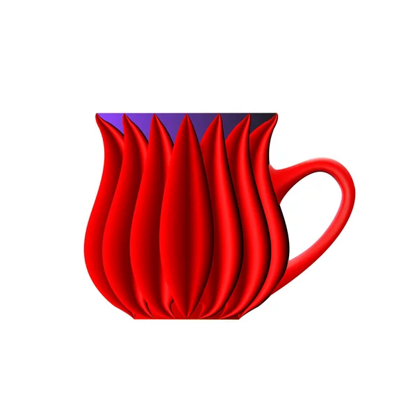 Teetasse Roter Vektorabstrakt Mock Keramik Isoliert Auf Hellem Hintergrund Clip — Stockvektor