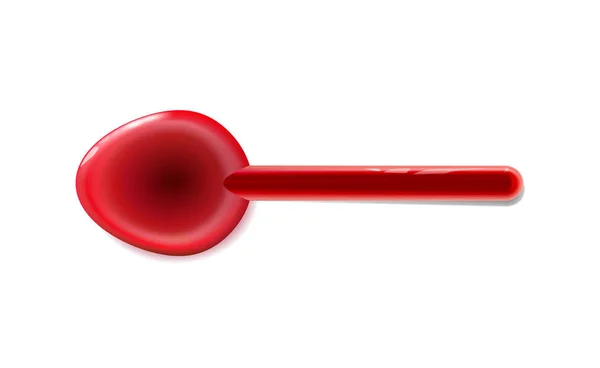 玩具塑料勺现实的餐具圆形 红色光泽 被淡淡的背景隔离 有趣的元素幼稚的设计 婴儿食品 卡通矢量图解 带有阴影 Eps10 — 图库矢量图片