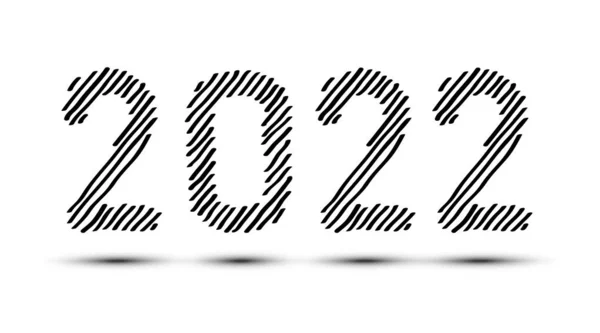 Scribble Hachure Diagonale Numéros Noirs 2022 Modèle Symbole Isolé Sur — Image vectorielle