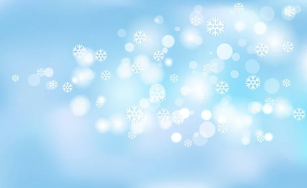 Silvester Weihnachten Chaotisch Verschwimmen Bokeh Von Leichten Schneeflocken Auf Blauem — Stockvektor