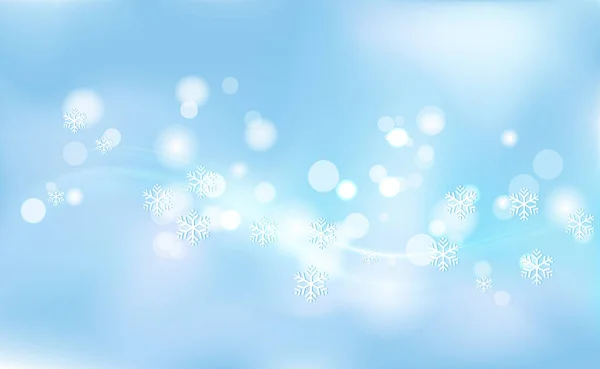 圣诞节 淡淡的雪花 背景是蓝色的 一片混乱的模糊 用于设计和装饰的矢量插图 — 图库矢量图片