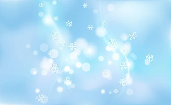 圣诞节 淡淡的雪花 背景是蓝色的 一片混乱的模糊 用于设计和装饰的矢量插图 — 图库矢量图片